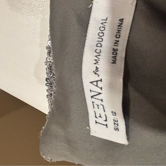 Mac duggal silver sequined dressss size 12 with slit. All sales final - Picture 1 of 5